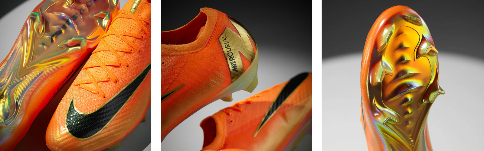 Chuteira Nike Zoom Mercurial Vapor 16 Elite FG em detalhe, destacando o cabedal ultrafino, tecnologias de velocidade, textura Gripknit, design aerodinâmico e solado voltado para explosão em campo firme.