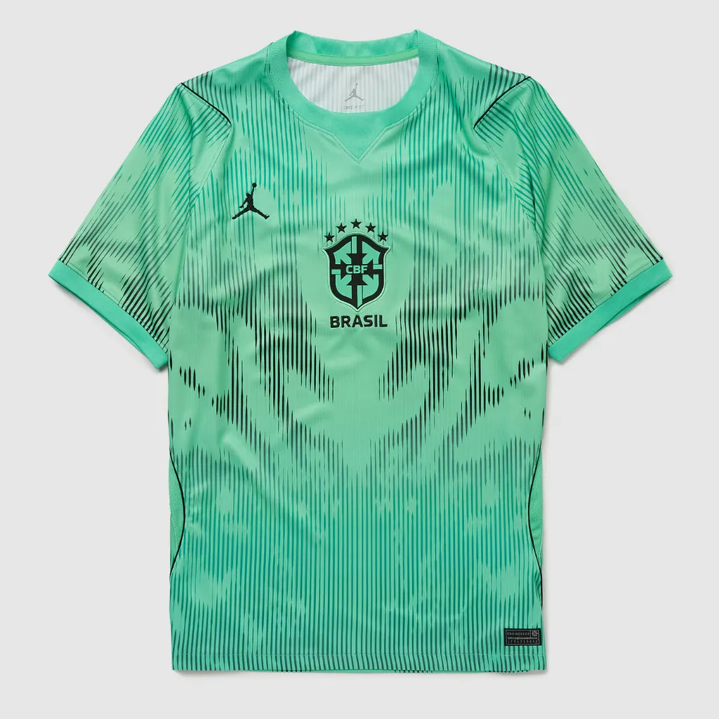 Camisa goleiro Brasil 2026 Jordan verde azulada com logo Jumpman e escudo CBF